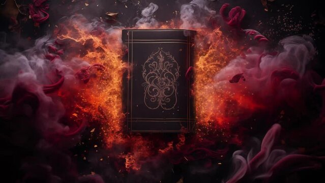 magical wizards spellbook portrayed in swirling smoke. seamless looping overlay 4k virtual video animation background 