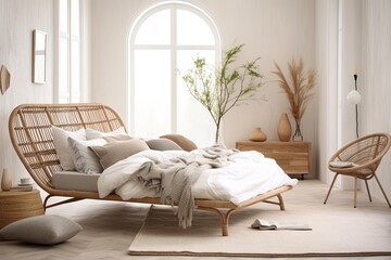 Rustic Scandinavian Bedroom Ideas: Rattan and Wicker Furniture Bed Frame Beauties