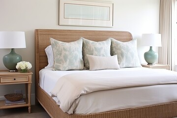 Rattan and Wicker Furniture: Serene Bedroom Ideas with Rattan Headboard Elegance