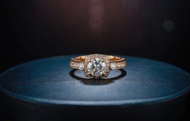 Wedding Rings Resting  on podium with spots lights 