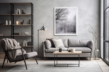 Nordic Art Poster Grey Wall: Stunning Scandinavian Inspired Home Office Designs