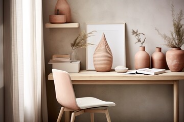 Terracotta Vase Decor: Scandinavian Inspired Sleek Desk Home Office Designs