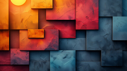 Color Block Geometry - Bold geometric color blocks with subtle gradient edges, creating striking contrast and visual appeal