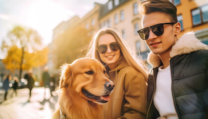 couple with dog - 743516704