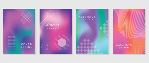 Abstract fluid gradient background vector. Minimalist style cover template with geometric shapes, colorful and liquid color. Modern wallpaper design perfect for social media, idol poster, photo frame. - 743521111