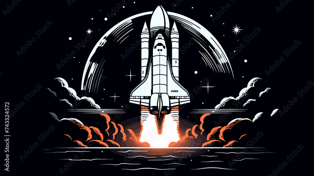 Canvas Prints abstract space exploration mission with a spacecraft touching down. simple vector art