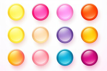 A set of flat buttons with gradient colors on a white background