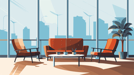 Abstract office lounge with comfortable seating. simple Vector art