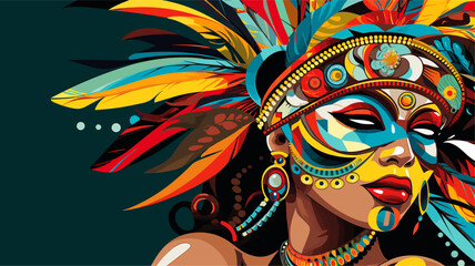 Carnival costume featuring a mix of cultural and ethnic influences. simple Vector art