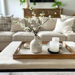 Fototapeta na wymiar Minimalist coffee table styling simplicity in decor