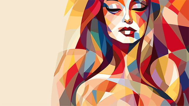 Abstract body art with a mosaic-like arrangement of shapes and colors. simple Vector art