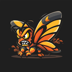 Fototapeta na wymiar A cartoon wrestler butterfly looking angry.