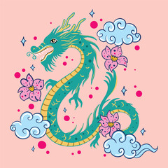 Obraz premium Chinese dragon vector illustration design