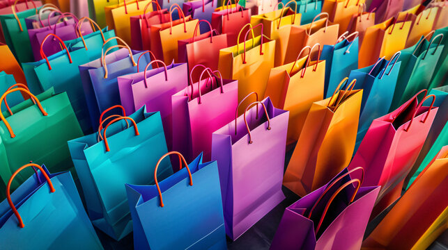Many colorful shopping bags