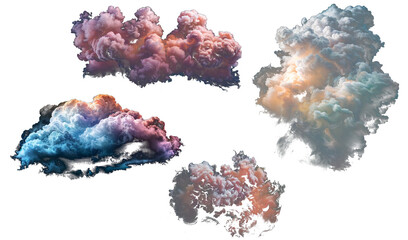 collection color smoke cloud PNG transparent background 