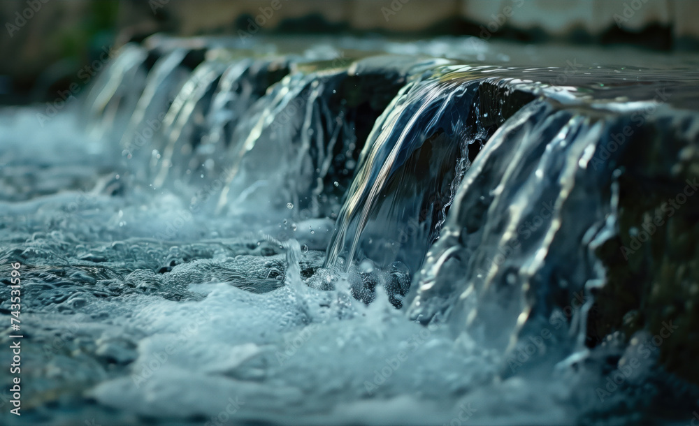 Poster waterfall in the forest. water is the source of life. a slide background for showcasing the importan