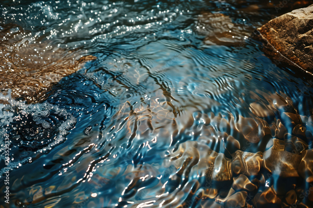 Poster water splash in the forest. water is the source of life. a slide background for showcasing the impor