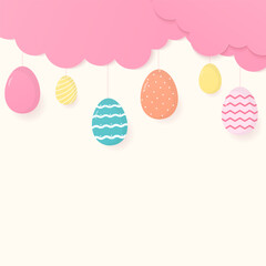 Easter egg with pink cloud background