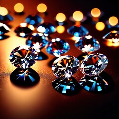 Brilliant cut faceted diamonds, shining and reflextive luxury jewel gems