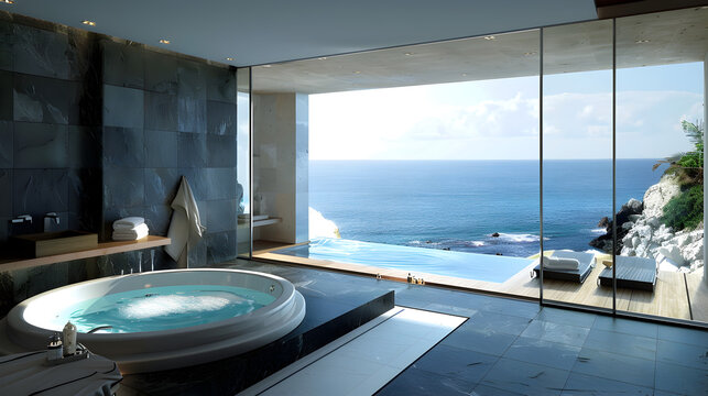 elegant open space bathroom