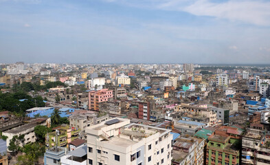 A beautiful sunny view of chittagong city. Top view of chittagong or chattogram city,Bangladesh .skyline of chattogram city.