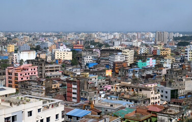 A beautiful sunny view of chittagong city. Top view of chittagong or chattogram city,Bangladesh .skyline of chattogram city.