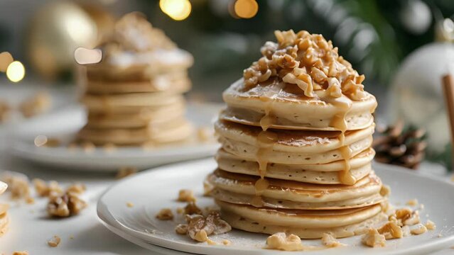 In the midst of a winter wonderland these mini pancake stacks provide a delightful escape. Topped with creamy peanut er and a sprinkle of chopped nuts theyre the perfect combination