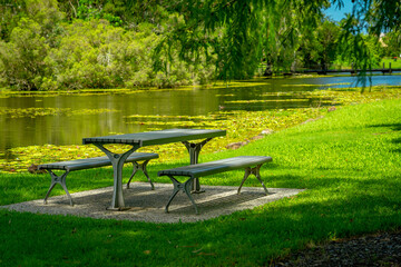 Picnic table in Gold Coast Botanical Gardens, Queensland, Australia