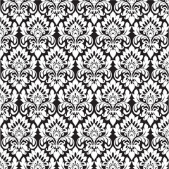 Seamless wallpaper pattern, black and wtite. Vintage floral seamless pattern with elegance  flowers for fabric and textile design