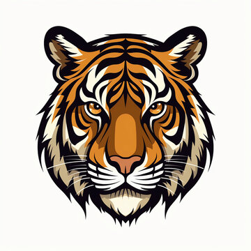 flat vector logo of a tiger isolated on white background Job ID: 62dc351a-7d65-4a44-a2a3-a465bc7f4141