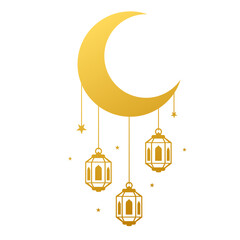 Ramadhan Golden Lantern Moon and Stars