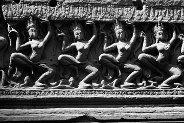 Line of Stupa dancers on the wall.In ancient times, 
