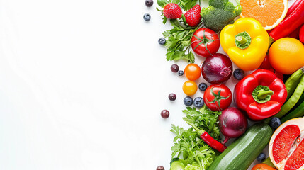 Cook frame with fresh vegetables on white background. Organic raw salad ingredients. Flat lay, copyspace, top view. background of healthy food delivery. has a white background with copy space.