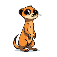 Cute meerkat cartoon vector illustration isolated on white background.