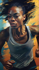 Young afro female athlete runner portrait, 
