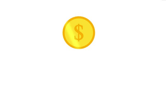 dollar coin jump and spin animated coins in toss flip and spin pop in dollar coin 4k looping