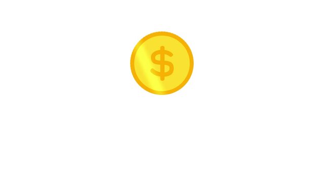 dollar coin jump and spin animated coins in toss flip and spin pop in dollar coin 4k looping