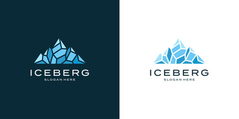 Geometric iceberg mountain logo template vector