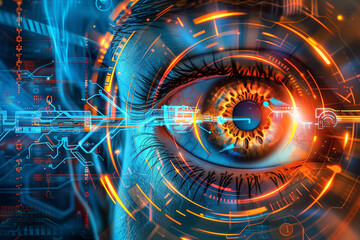 Digital eye with graphics.