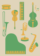 Vector illustration of musical instruments.