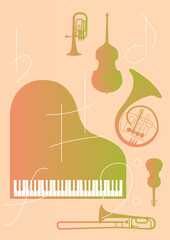 Vector illustration of musical instruments.