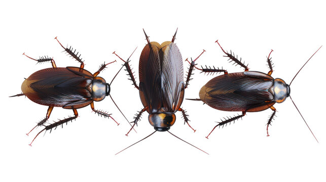 Group of cockroaches isolated on transparent and white background.PNG image