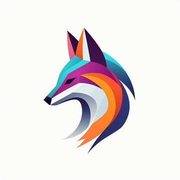 flat vector logo of animal colorfull isolated