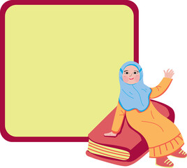 Muslim kids holding board