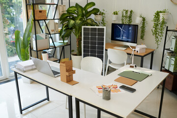 Office of renewable energy company decorated with green plants