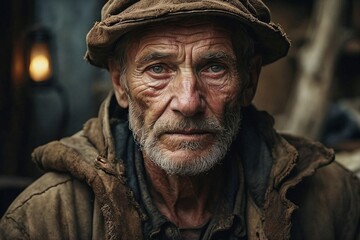 The Sorrows of an Old Man Carved in Wrinkles, Ai generated 
