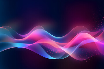 Abstract Purple Blue Background With Waves and Lines, Curves and Dots