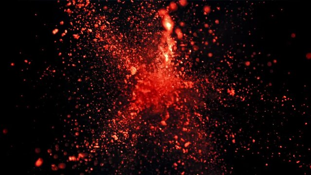 Super slow motion Explosion of color powder on black background. Filmed on a high-speed camera at 1000 fps. High quality FullHD footage