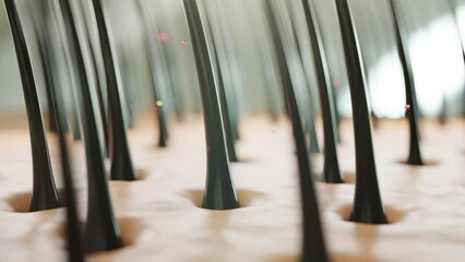 Hair care, Animation Nourish hair action of shampoo or serum. Concept Repair damaged hair. 3d rendering.	
