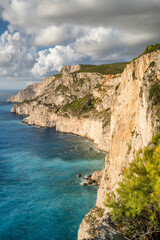Fototapeta premium Top view of a beautiful Zakynthos island coast in Greece